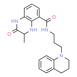 ChemSpider 2D Image | (3R)-N-[3-(3,4-Dihydro-1(2H)-quinolinyl)propyl]-3-methyl-2-oxo-1,2,3,4-tetrahydro-5-quinoxalinecarboxamide | C22H26N4O2