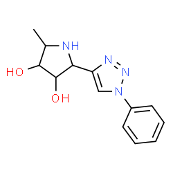ChemSpider 2D Image | (2S,3R,4S,5S)-2-Methyl-5-(1-phenyl-1H-1,2,3-triazol-4-yl)-3,4-pyrrolidinediol | C13H16N4O2
