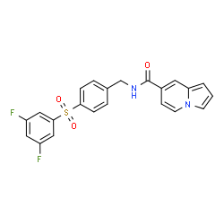 ChemSpider 2D Image | N-{4-[(3,5-Difluorophenyl)sulfonyl]benzyl}-7-indolizinecarboxamide | C22H16F2N2O3S