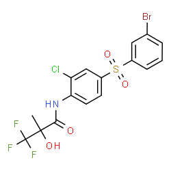 ChemSpider 2D Image | (2R)-N-{4-[(3-Bromophenyl)sulfonyl]-2-chlorophenyl}-3,3,3-trifluoro-2-hydroxy-2-methylpropanamide | C16H12BrClF3NO4S