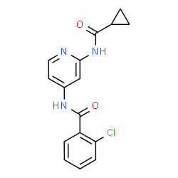 ChemSpider 2D Image | 2-Chloro-N-{2-[(cyclopropylcarbonyl)amino]-4-pyridinyl}benzamide | C16H14ClN3O2