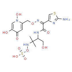 ChemSpider 2D Image | (2Z)-2-(2-Amino-1,3-thiazol-4-yl)-2-{[(1,5-dihydroxy-4-oxo-1,4-dihydro-2-pyridinyl)methoxy]imino}-N-{(2S)-1-hydroxy-3-methyl-3-[(sulfooxy)amino]-2-butanyl}acetamide | C16H22N6O10S2