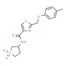 ChemSpider 2D Image | N-[(3S)-1,1-Dioxidotetrahydro-3-thiophenyl]-2-[(4-methylphenoxy)methyl]-1,3-thiazole-4-carboxamide | C16H18N2O4S2