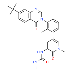 ChemSpider 2D Image | 1-{5-[3-(7-Tert-Butyl-4-Oxoquinazolin-3(4h)-Yl)-2-Methylphenyl]-1-Methyl-2-Oxo-1,2-Dihydropyridin-3-Yl}-3-Methylurea | C27H29N5O3