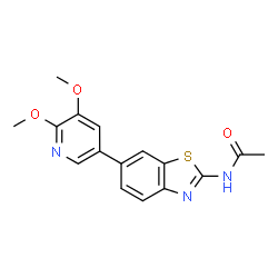 ChemSpider 2D Image | N-[6-(5,6-Dimethoxy-3-pyridinyl)-1,3-benzothiazol-2-yl]acetamide | C16H15N3O3S