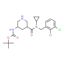 ChemSpider 2D Image | Tert-Butyl {(3s,5r)-5-[cyclopropyl(2,3-Dichlorobenzyl)carbamoyl]piperidin-3-Yl}carbamate | C21H29Cl2N3O3