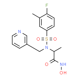 ChemSpider 2D Image | N~2~-[(4-Fluoro-3-methylphenyl)sulfonyl]-N-hydroxy-N~2~-(3-pyridinylmethyl)-D-alaninamide | C16H18FN3O4S