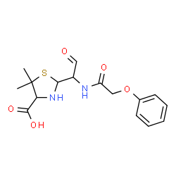 ChemSpider 2D Image | (2R,4S)-5,5-Dimethyl-2-{(1R)-2-oxo-1-[(phenoxyacetyl)amino]ethyl}-1,3-thiazolidine-4-carboxylic acid | C16H20N2O5S