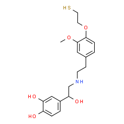 ChemSpider 2D Image | 4-[(1R)-1-Hydroxy-2-({2-[3-methoxy-4-(2-sulfanylethoxy)phenyl]ethyl}amino)ethyl]-1,2-benzenediol | C19H25NO5S