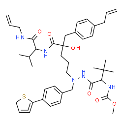 ChemSpider 2D Image | methyl N-[1-[[[5-[[1-(allylcarbamoyl)-2-methyl-propyl]amino]-4-[(4-allylphenyl)methyl]-4-hydroxy-5-oxo-pentyl]-[[4-(2H-thiophen-5-yl)phenyl]methyl]amino]carbamoyl]-2,2-dimethyl-propyl]carbamate | C42H57N5O6S