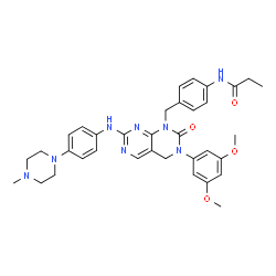 ChemSpider 2D Image | N-(4-{[3-(3,5-Dimethoxyphenyl)-7-{[4-(4-methyl-1-piperazinyl)phenyl]amino}-2-oxo-3,4-dihydropyrimido[4,5-d]pyrimidin-1(2H)-yl]methyl}phenyl)propanamide | C35H40N8O4