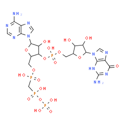 ChemSpider 2D Image | [(2r,3s,4r,5r)-5-(6-Aminopurin-9-Yl)-3-[[(2r,3s,4r,5r)-5-(2-Azanyl-6-Oxidanylidene-3h-Purin-9-Yl)-3,4-Bis(Oxidanyl)oxolan-2-Yl]methoxy-Oxidanyl-Phosphoryl]oxy-4-Oxidanyl-Oxolan-2-Yl]methoxy-[[oxidanyl(Phosphonooxy)phosphoryl]methyl]phosphinic Acid | C21H30N10O19P4