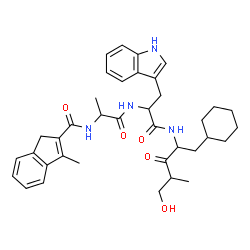 ChemSpider 2D Image | N-[(3-Methyl-1H-inden-2-yl)carbonyl]-D-alanyl-N-[(2S,4R)-1-cyclohexyl-5-hydroxy-4-methyl-3-oxo-2-pentanyl]-L-tryptophanamide | C37H46N4O5