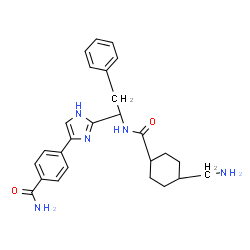 ChemSpider 2D Image | 4-{2-[(1S)-1-({[trans-4-(Aminomethyl)cyclohexyl]carbonyl}amino)-2-phenylethyl]-1H-imidazol-4-yl}benzamide | C26H31N5O2