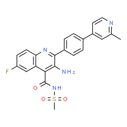 ChemSpider 2D Image | 3-Amino-6-fluoro-2-[4-(2-methyl-4-pyridinyl)phenyl]-N-(methylsulfonyl)-4-quinolinecarboxamide | C23H19FN4O3S