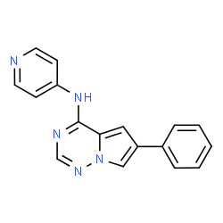 ChemSpider 2D Image | 6-Phenyl-N-(4-pyridinyl)pyrrolo[2,1-f][1,2,4]triazin-4-amine | C17H13N5