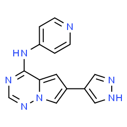 ChemSpider 2D Image | 6-(1H-Pyrazol-4-yl)-N-(4-pyridinyl)pyrrolo[2,1-f][1,2,4]triazin-4-amine | C14H11N7