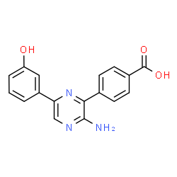 ChemSpider 2D Image | 4-[3-Amino-6-(3-hydroxyphenyl)-2-pyrazinyl]benzoic acid | C17H13N3O3