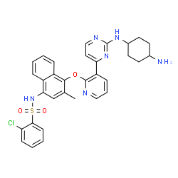 ChemSpider 2D Image | N-{4-[(3-{2-[(trans-4-Aminocyclohexyl)amino]-4-pyrimidinyl}-2-pyridinyl)oxy]-3-methyl-1-naphthyl}-2-chlorobenzenesulfonamide | C32H31ClN6O3S
