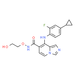ChemSpider 2D Image | 8-[(4-Cyclopropyl-2-fluorophenyl)amino]-N-(2-hydroxyethoxy)imidazo[1,5-a]pyridine-7-carboxamide | C19H19FN4O3