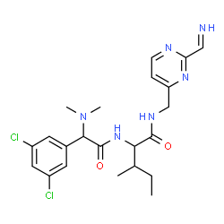 ChemSpider 2D Image | N~2~-[(2R)-2-(3,5-Dichlorophenyl)-2-(dimethylamino)acetyl]-N-{[2-(iminomethyl)-4-pyrimidinyl]methyl}-L-isoleucinamide | C22H28Cl2N6O2