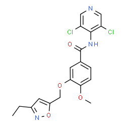 ChemSpider 2D Image | N-(3,5-Dichloro-4-pyridinyl)-3-[(3-ethyl-1,2-oxazol-5-yl)methoxy]-4-methoxybenzamide | C19H17Cl2N3O4