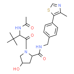 ChemSpider 2D Image | N-Acetyl-3-methyl-L-valyl-(4R)-4-hydroxy-N-[4-(4-methyl-1,3-thiazol-5-yl)benzyl]-L-prolinamide | C24H32N4O4S