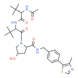ChemSpider 2D Image | N-Acetyl-3-methyl-L-valyl-3-methyl-L-valyl-(4R)-4-hydroxy-N-[4-(4-methyl-1,3-thiazol-5-yl)benzyl]-L-prolinamide | C30H43N5O5S