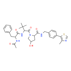 ChemSpider 2D Image | N-Acetyl-L-phenylalanyl-3-methyl-L-valyl-(4R)-4-hydroxy-N-[4-(4-methyl-1,3-thiazol-5-yl)benzyl]-L-prolinamide | C33H41N5O5S