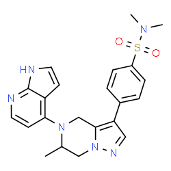 ChemSpider 2D Image | N,N-Dimethyl-4-[(6R)-6-methyl-5-(1H-pyrrolo[2,3-b]pyridin-4-yl)-4,5,6,7-tetrahydropyrazolo[1,5-a]pyrazin-3-yl]benzenesulfonamide | C22H24N6O2S