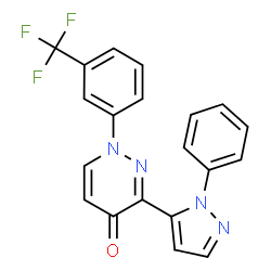 ChemSpider 2D Image | 3-(1-Phenyl-1H-pyrazol-5-yl)-1-[3-(trifluoromethyl)phenyl]-4(1H)-pyridazinone | C20H13F3N4O