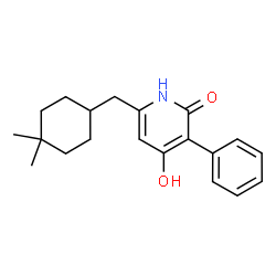 ChemSpider 2D Image | 6-[(4,4-Dimethylcyclohexyl)methyl]-4-hydroxy-3-phenyl-2(1H)-pyridinone | C20H25NO2