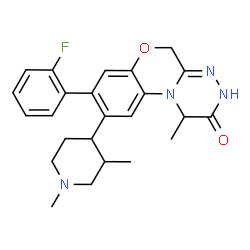 ChemSpider 2D Image | (1R)-9-[(3S,4S)-1,3-Dimethyl-4-piperidinyl]-8-(2-fluorophenyl)-1-methyl-3,5-dihydro[1,2,4]triazino[3,4-c][1,4]benzoxazin-2(1H)-one | C24H27FN4O2