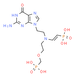 ChemSpider 2D Image | [(E)-2-{[2-(2-Amino-6-oxo-1,6-dihydro-9H-purin-9-yl)ethyl][2-(phosphonomethoxy)ethyl]amino}vinyl]phosphonic acid | C12H20N6O8P2