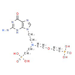 ChemSpider 2D Image | (2-{[2-(2-Amino-6-oxo-3,6-dihydro-9H-purin-9-yl)ethyl][2-(2-phosphonoethoxy)ethyl]amino}ethyl)phosphonic acid | C13H24N6O8P2
