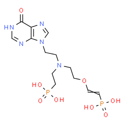 ChemSpider 2D Image | [(E)-2-(2-{[2-(6-Oxo-1,6-dihydro-9H-purin-9-yl)ethyl](2-phosphonoethyl)amino}ethoxy)vinyl]phosphonic acid | C13H21N5O8P2