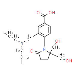 ChemSpider 2D Image | 4-[2,2-Bis(hydroxymethyl)-5-oxo-1-pyrrolidinyl]-3-[(dipropylamino)methyl]benzoic acid | C20H30N2O5