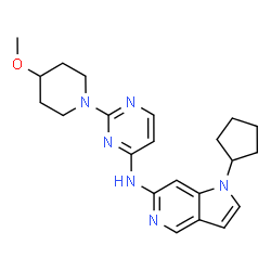 ChemSpider 2D Image | 1-Cyclopentyl-N-[2-(4-methoxy-1-piperidinyl)-4-pyrimidinyl]-1H-pyrrolo[3,2-c]pyridin-6-amine | C22H28N6O