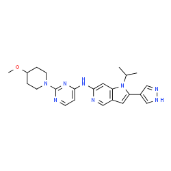 ChemSpider 2D Image | 1-Isopropyl-N-[2-(4-methoxy-1-piperidinyl)-4-pyrimidinyl]-2-(1H-pyrazol-4-yl)-1H-pyrrolo[3,2-c]pyridin-6-amine | C23H28N8O