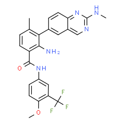 ChemSpider 2D Image | 2-Amino-N-[4-methoxy-3-(trifluoromethyl)phenyl]-4-methyl-3-[2-(methylamino)-6-quinazolinyl]benzamide | C25H22F3N5O2
