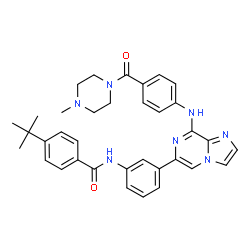 ChemSpider 2D Image | 4-tert-butyl-N-{3-[8-({4-[(4-methylpiperazin-1-yl)carbonyl]phenyl}amino)imidazo[1,2-a]pyrazin-6-yl]phenyl}benzamide | C35H37N7O2