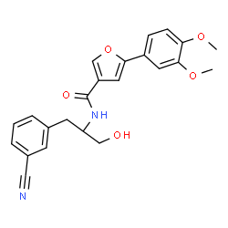 ChemSpider 2D Image | N-[(2R)-1-(3-Cyanophenyl)-3-hydroxy-2-propanyl]-5-(3,4-dimethoxyphenyl)-3-furamide | C23H22N2O5