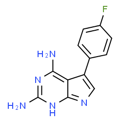 ChemSpider 2D Image | 5-(4-Fluorophenyl)-1H-pyrrolo[2,3-d]pyrimidine-2,4-diamine | C12H10FN5