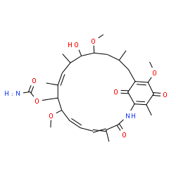 ChemSpider 2D Image | (4Z,6E,8S,9R,10E,12R,13R,14S,16R)-13-Hydroxy-8,14,19-trimethoxy-4,10,12,16,21-pentamethyl-3,20,22-trioxo-2-azabicyclo[16.3.1]docosa-1(21),4,6,10,18-pentaen-9-yl carbamate | C30H42N2O9