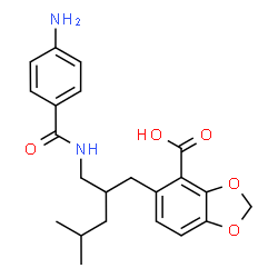 ChemSpider 2D Image | 5-[(2S)-2-{[(4-Aminobenzoyl)amino]methyl}-4-methylpentyl]-1,3-benzodioxole-4-carboxylic acid | C22H26N2O5