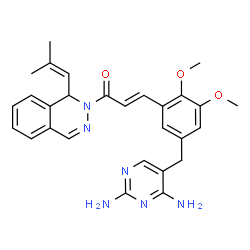 ChemSpider 2D Image | (2E)-3-{5-[(2,4-Diamino-5-pyrimidinyl)methyl]-2,3-dimethoxyphenyl}-1-[(1R)-1-(2-methyl-1-propen-1-yl)-2(1H)-phthalazinyl]-2-propen-1-one | C28H30N6O3