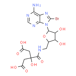 ChemSpider 2D Image | 8-Bromo-5'-{[3-carboxy-2-(carboxymethyl)-2-hydroxypropanoyl]amino}-5'-deoxyadenosine | C16H19BrN6O9
