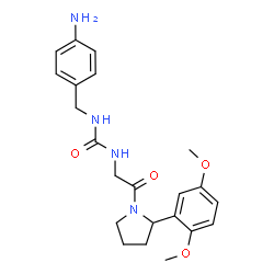 ChemSpider 2D Image | 1-(4-Aminobenzyl)-3-{2-[(2R)-2-(2,5-dimethoxyphenyl)-1-pyrrolidinyl]-2-oxoethyl}urea | C22H28N4O4