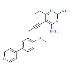 ChemSpider 2D Image | 6-Ethyl-5-{3-[2-methoxy-5-(4-pyridinyl)phenyl]-1-propyn-1-yl}-2,4-pyrimidinediamine | C21H21N5O