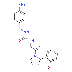 ChemSpider 2D Image | 1-(4-Aminobenzyl)-3-{2-[(2R)-2-(2-bromophenyl)-1-pyrrolidinyl]-2-oxoethyl}urea | C20H23BrN4O2